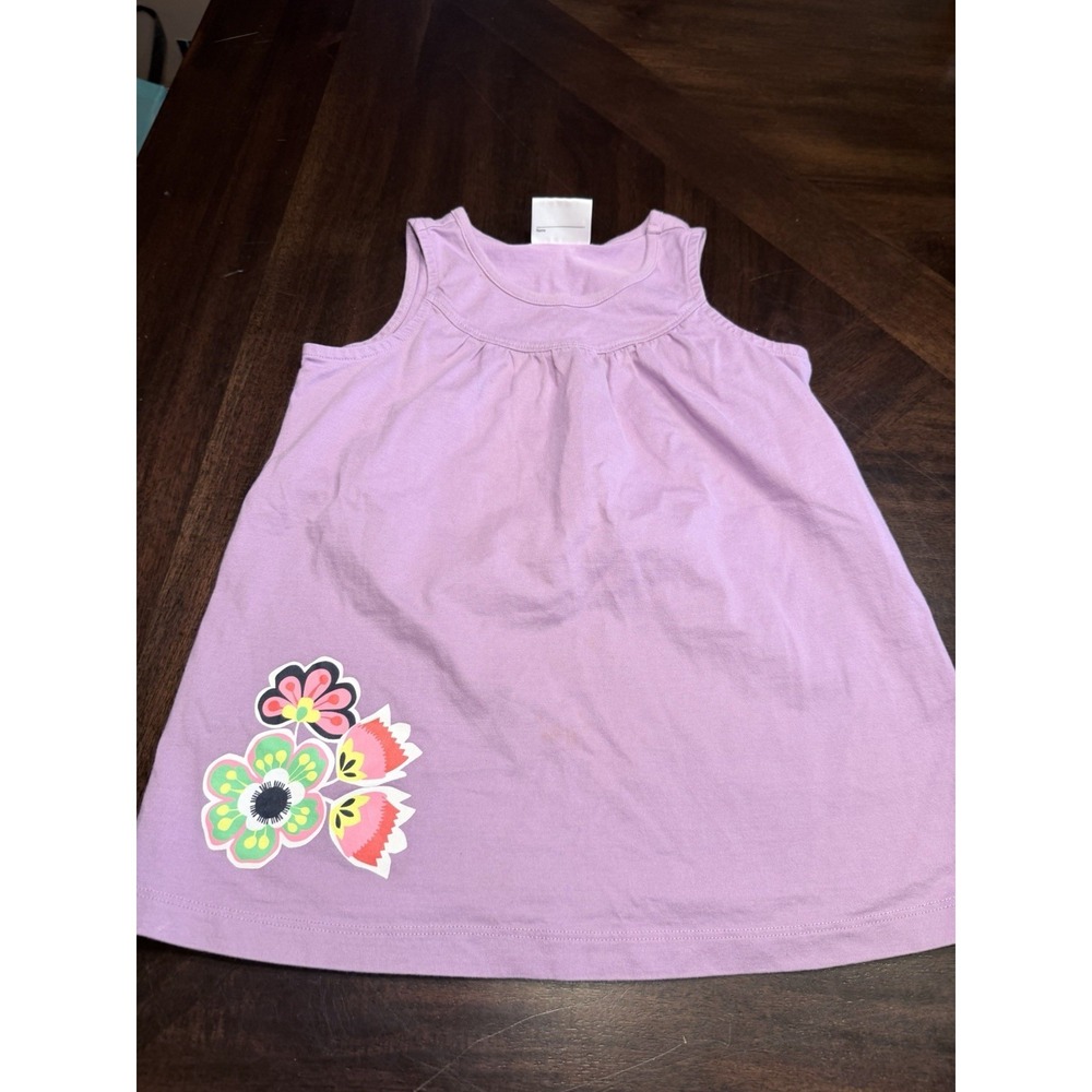 Hanna Andersson Girls purple tank dress size 110 5T sleeveless Floral Graphic